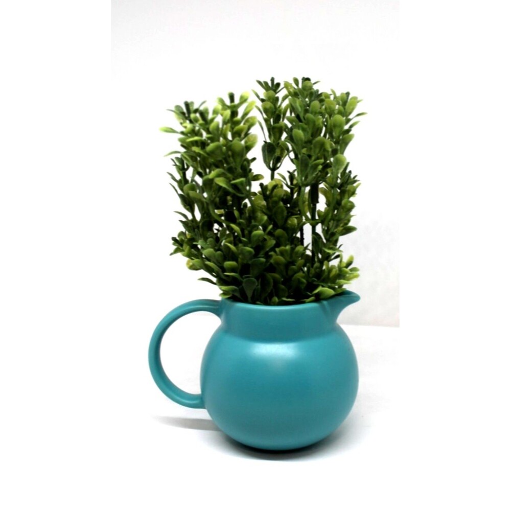 Corelle Coordinates Stoneware Pitcher/Vase Turquoise Blue 2.5" High